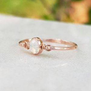 Hand Made Rose Gold Filled Ring With Opal Stone